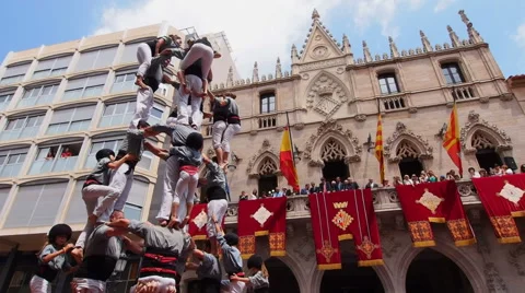 Castells in Terrassa, Spain Stock Footage 40627679