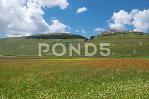 Castelluccio di Norcia in the Sibillini Park Stock Photos