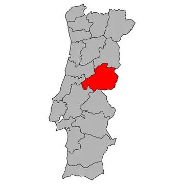 Castelo Branco of Portugal map shape, travel web flat concept icon vector ill Stock Illustration