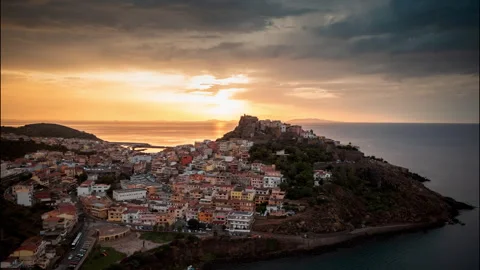 CastelSardo Hyperlapse During Sunset Stock Footage 287883987