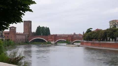 Castelvecchio Bridge, Verona Stock Footage 75261708