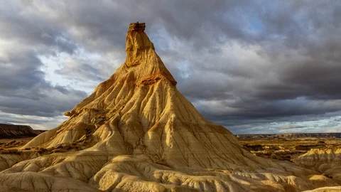 Castill de Terra rock formation in Bardenas Reales, Navarra, Spain Stock Footage 118408934