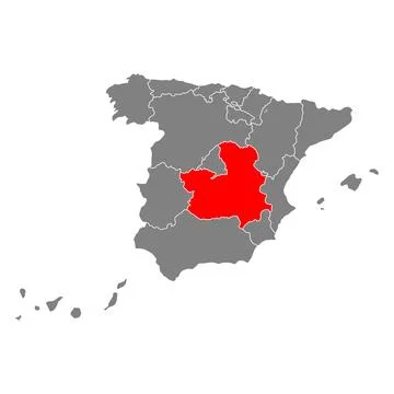 CastillaLa Mancha of Spain map symbol shape, travel web flat vector illustrat Stock Illustration