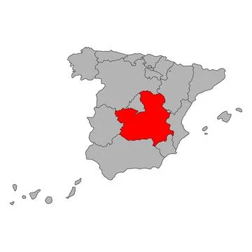 CastillaLa Mancha of Spain map symbol shape, travel web flat vector illustrat Stock Illustration