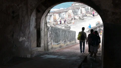Castillo San Felipe del Morro Fort San Juan tunnel HD 0548 Stock Footage 34649385