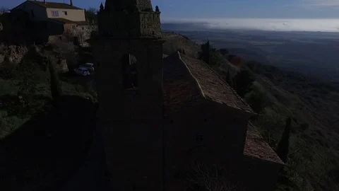 Castilsabas small traditional Spanish village aerial panorama Stock Footage