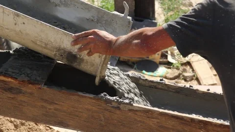 Casting of the concrete in drainage Stock Footage 70945925