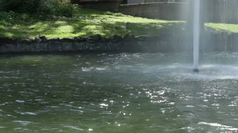Casting of a fountain in the Villa Comunale of Benevento Stock Footage 153804553