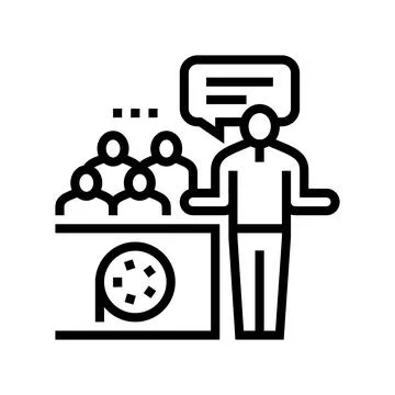 Casting interview video film line icon vector illustration Stock Illustration
