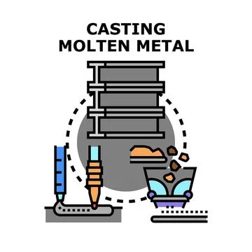 Casting molten metal process vector illustration concept Stock Illustration