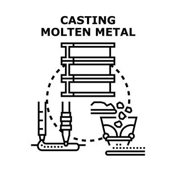Casting molten metal process vector illustration concept Stock Illustration