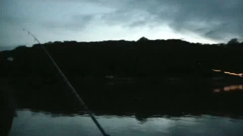 Casting Rod at Dusk Stock Footage 12575865