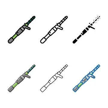 Casting rods multistyle color icon vector Stock Illustration