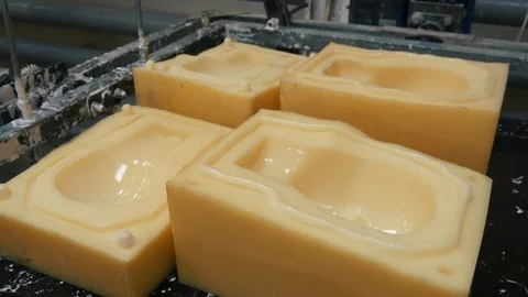 Casting the shape of a human dummy head Stock Footage 119528678