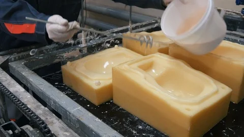 Casting the shape of a human dummy head Stock Footage 119529242