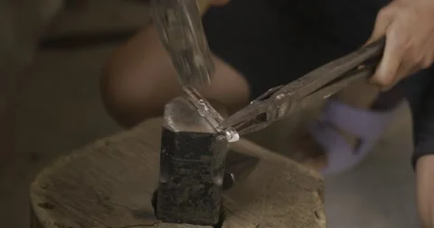 Casting silver, Hammer on sledge Stock Footage 141367797