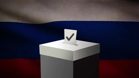 Casting vote into the ballot box during Russia election Video stock 247148920