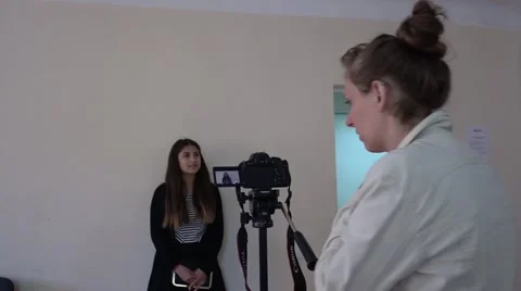 Casting of a young actress in front of camera Stock Footage 63609760