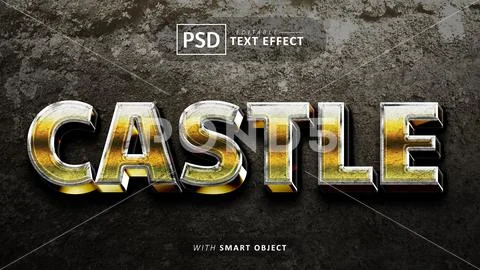 Castle 3d text effect editable PSD Template