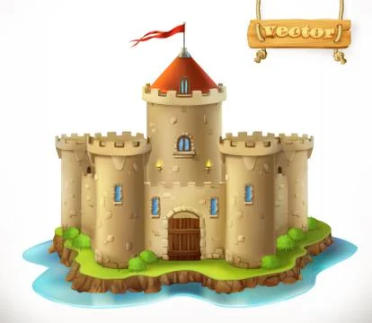 Castle, 3d vector icon Stock Illustration
