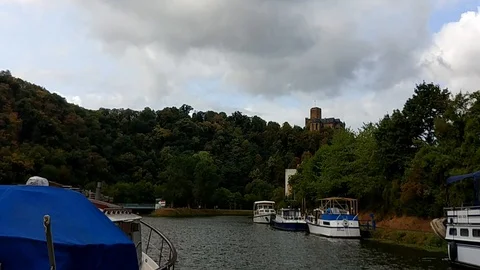 Castle above the river Stock Footage 94808414