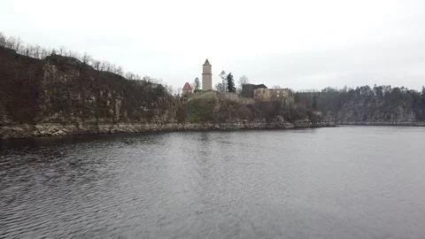 Castle above the river Stock Footage 152579246