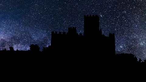 The Castle of Almourol of Vila Nova da Barquinha, near Lisbon, Portugal, Stars Stock-Footage 92534474