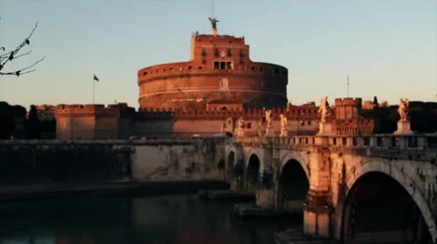 Castle and bridge landscape Видео 44642960