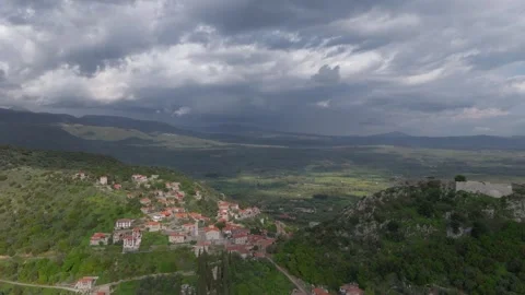 Castle and city on the mountainside 3 Stock Footage 337029290