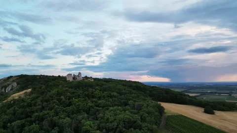 Castle and Forest Sunset in Klentnice, Czech Republic Stock Footage 249679745