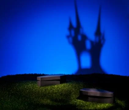 The castle and the graveyard Stock Photos