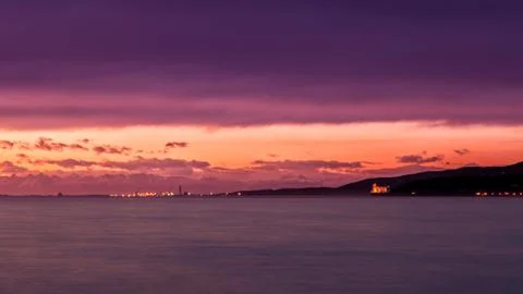 The castle and the lighthouse of Trieste Stock Photos