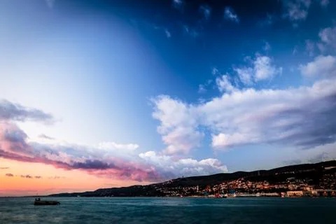 The castle and the lighthouse of Trieste Stock Photos