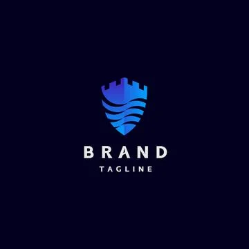 Castle and Shield Logo Design Stock Illustration