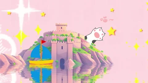Castle Animation with Cat Hand Stock Footage 301944945