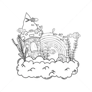 Castle for aquarium decoration undersea Stock Illustration