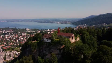 Castle, in Austria. Bregenz. From the top of this castle you have a beautif.. Stock Footage 289631502