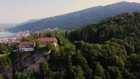 Castle, in Austria. Bregenz. From the top of this castle you have a beautif.. Stock Footage 289631549