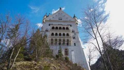 Castle backside facade on hilltop Stock Photos