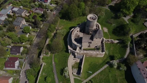 Castle in Bedzin in spring. Drone shot Stock-Footage 154124025