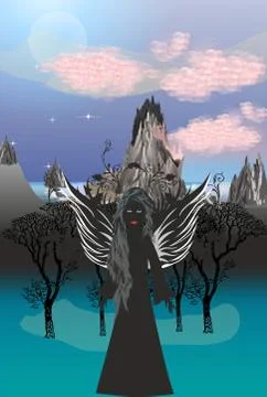 Castle of black angels Stock Illustration