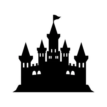 Castle black vector icon on white background Stock Illustration