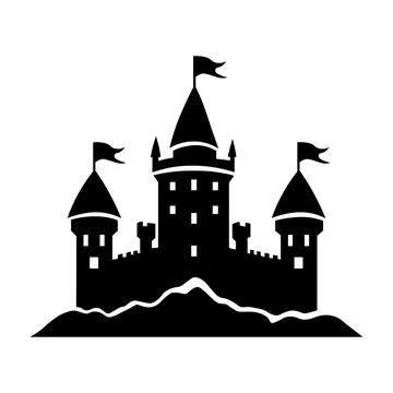 Castle black vector icon on white background Stock Illustration