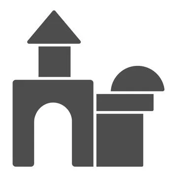 Castle of blocks solid icon, kid toys concept, Wooden block building game sign Ilustración de archivo