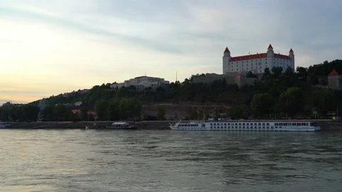 The Castle of Bratislava during Sunset Stock Footage 157208967