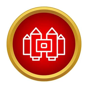 Castle building icon in red circle Ilustración de archivo