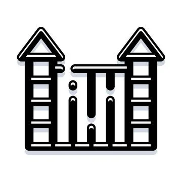 Castle building icon representing protection and security Ilustración de archivo