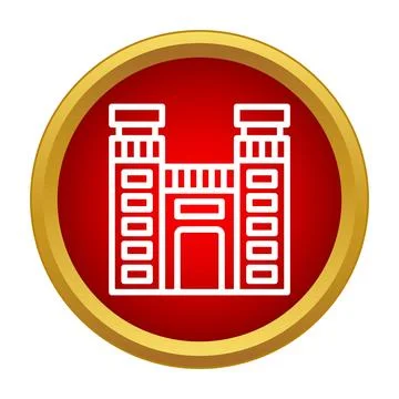 Castle building icon showing secure medieval fortress Ilustración de archivo