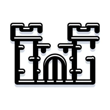 Castle building security icon protecting digital fortress Ilustración de archivo