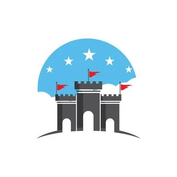 Castle building vector illustration icon Template Ilustración de archivo